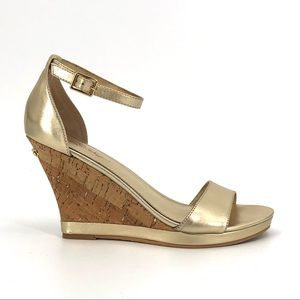 Lilly Pulitzer | Shoes | Lilly Pulitzer Kayla Gold Leather Cork Wedge Ankle  Strap Sandals Size | Poshmark